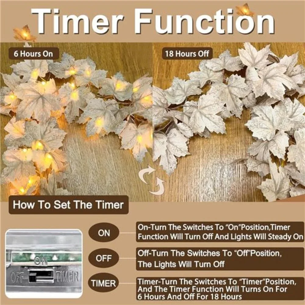 2 Pack Fall Decor Fall Garland with Lights Fall Decorations for Home, Lighted